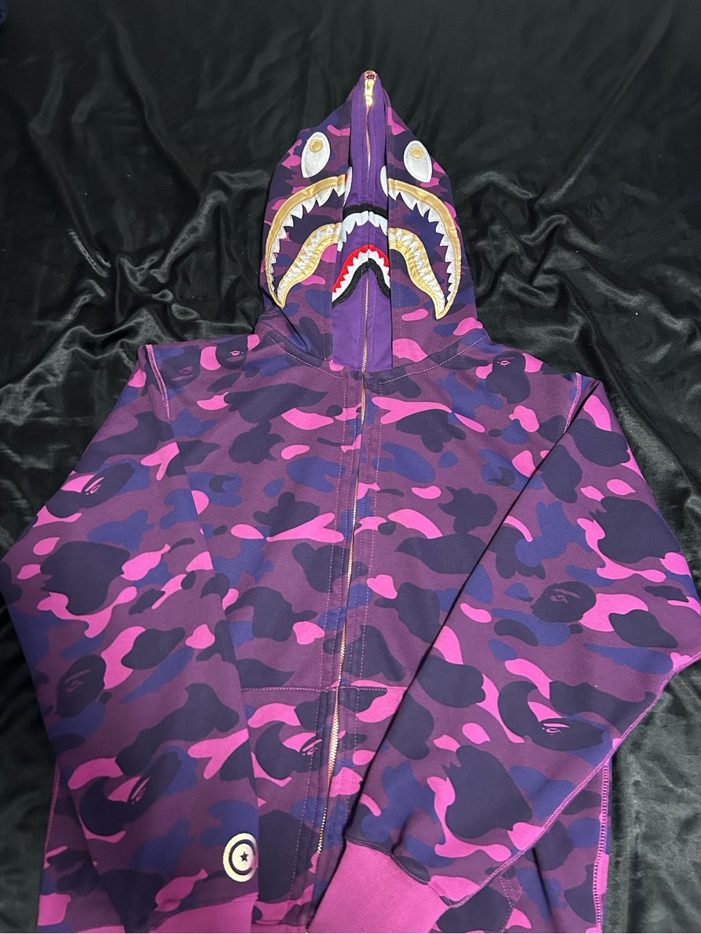 BAPE Purple gold Camo Shark double Hooded